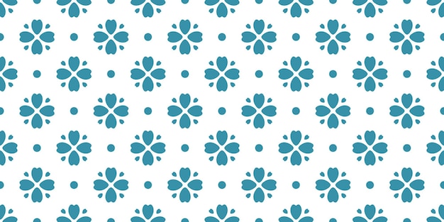 Estandarte sin costuras con flores y puntos geométricos azules
