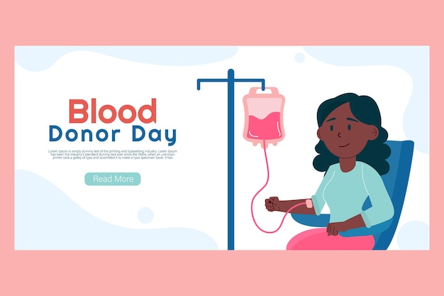 Estandarte del día del donante de sangre dibujado a mano