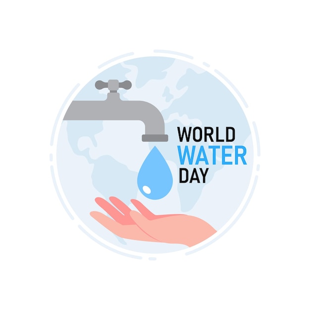 Estandarte del Día Mundial del Agua con personas sosteniendo el agua con la mano