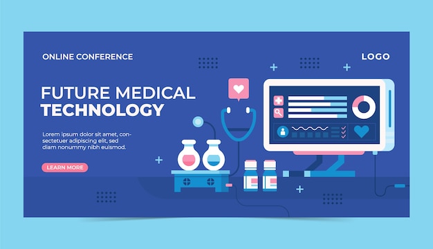 Estandarte de diseño plano de salud y tecnología