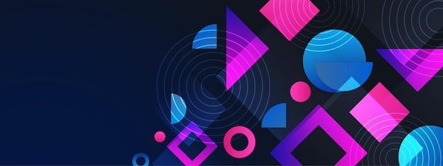 Estandarte de diseño retro abstract geométrico y colorido de época