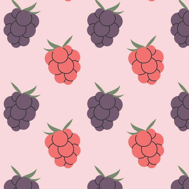 Estandarte de embalaje con patrón sin costuras de moras y frambuesas