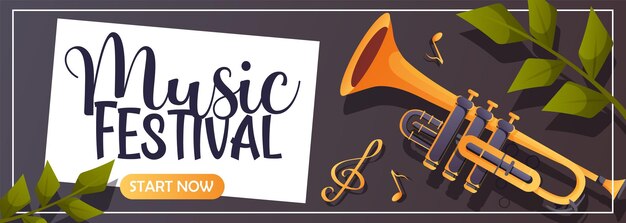 Estandarte de un festival de música con una trompeta
