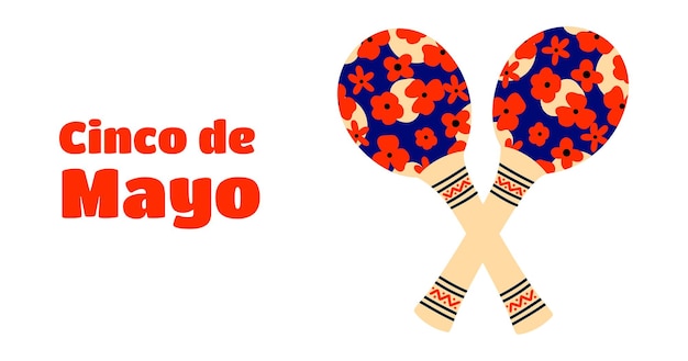 Vector estandarte festivo del cinco de mayo con maracas vacaciones en méxico