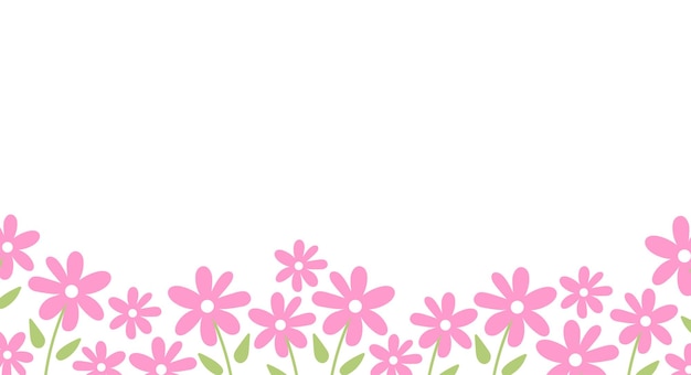 Estandarte floral con margaritas rosas Marco floral para el Día de la Madre Cubierta con cuadros de flores resumen