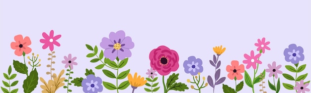 Estandarte de flores de jardín púrpura en fondo blanco