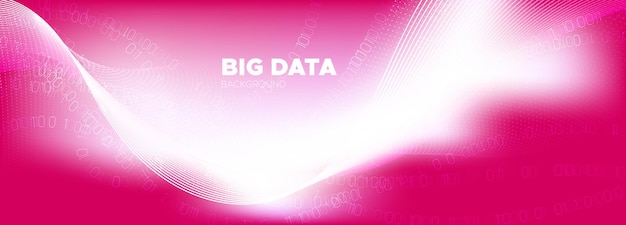 Estandarte futurista con el movimiento de partículas de grandes datos