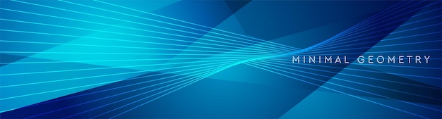 Estandarte de geometría azul mínima con rayas y líneas