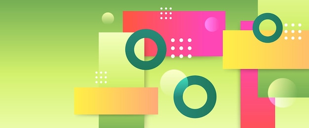 Estandarte de gradiente abstract de vector verde y rojo con formas geométricas simples para diseño de portada, diseño de libros, cartel, portada de CD, folleto, fondos de sitios web o publicidad