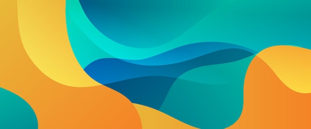 Estandarte de gradiente abstracto simple azul y verde naranja con forma de onda y líquido Diseño vectorial para presentaciones folletos carteles de fondo invitaciones para informes anuales