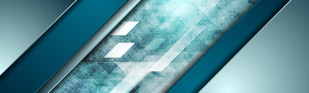Estandarte grunge de tecnología geométrica abstracta azul