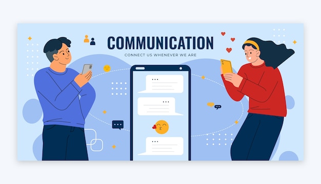 Estandarte horizontal de comunicación dibujado a mano