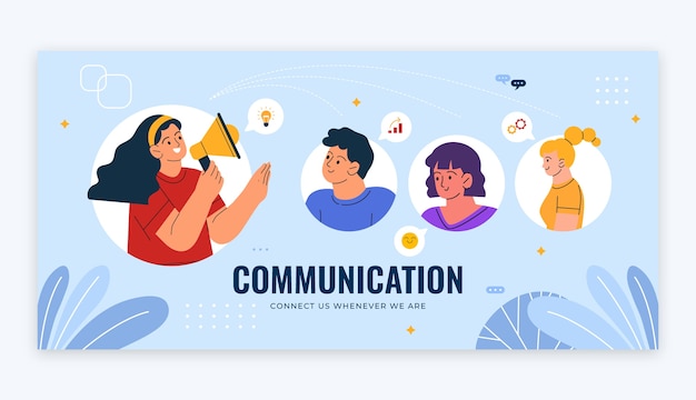 Estandarte horizontal de comunicación dibujado a mano