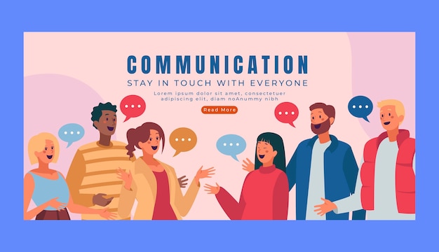 Estandarte horizontal de comunicación dibujado a mano