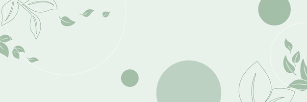 Estandarte horizontal con hojas sobre fondo verde