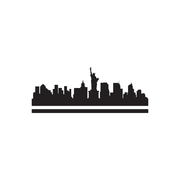 Estandarte horizontal del horizonte de la ciudad de Nueva York Silueta en blanco y negro de la ciudad de Nueva York EE.UU. Vector