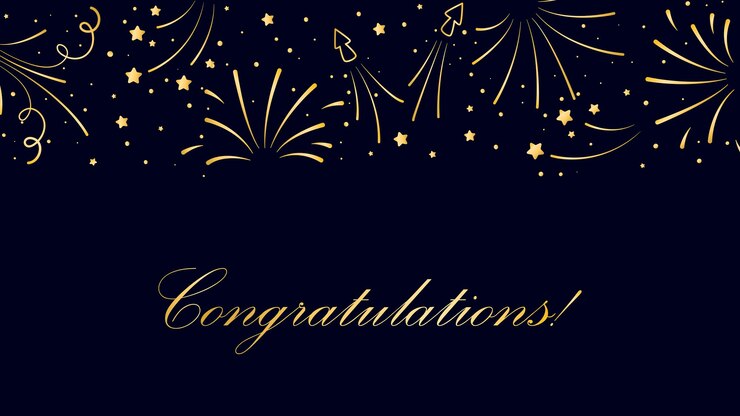 Estandarte horizontal con la palabra felicitaciones fondo festivo con explosiones de fuegos artificiales de oro de