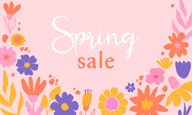 Estandarte horizontal para la venta de primavera con flores