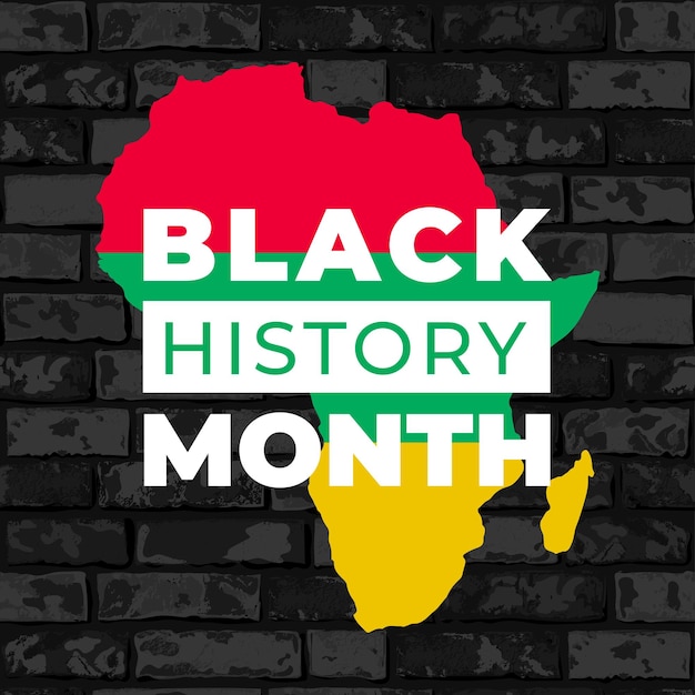 Estandarte del mes de la historia negra vector elemento de diseño de la historia afroamericana con mapa de África en negro