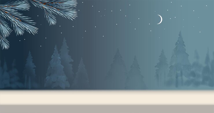 Vector un estandarte minimalista de invierno con un fondo de navidad y año nuevo en el podio