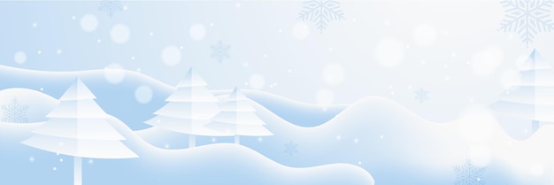Estandarte navideño con copos de nieve, luces brillantes de Navidad y ramas de palma de abeto, carteles horizontales de Navidad, tarjetas de felicitación, encabezados de sitios web.