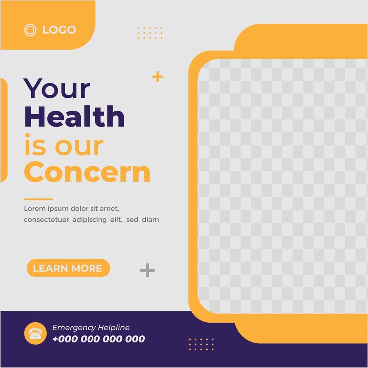 Estandarte o folleto cuadrado de prevención de la atención médica con tema de médico para plantillas de publicaciones en las redes sociales