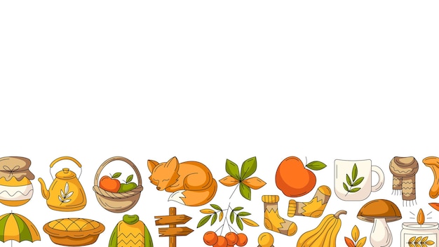 Estandarte o fondo horizontal de otoño con espacio para el texto Marco de borde inferior colorido con otoño