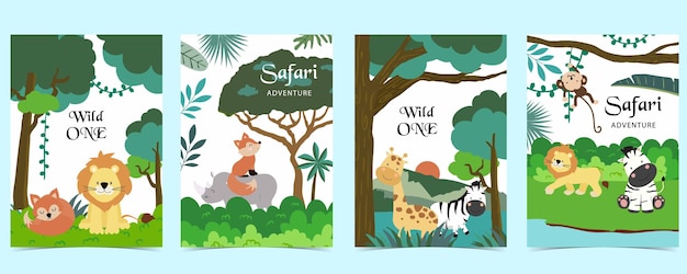 estandarte de paisaje de safari para diseño vertical a4