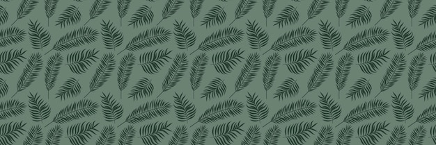 Estandarte con patrón de hojas tropicales repetido por vector sin costuras fondo horizontal follaje hojas impresión portada