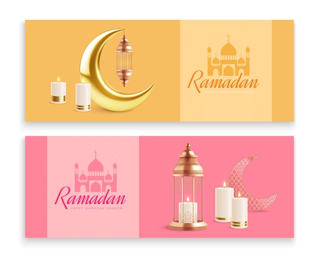 Estandarte de Ramadán establecido en estilo realista