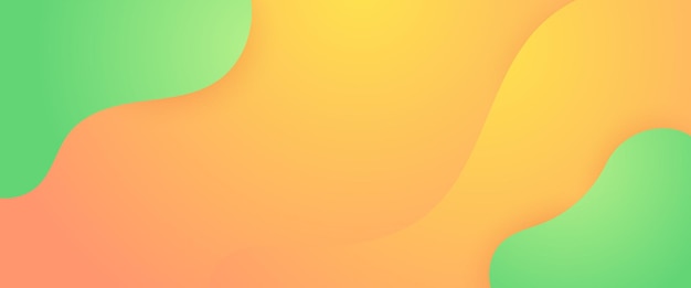 Estandarte simple de vector amarillo y verde abstracto con formas de onda y líquido