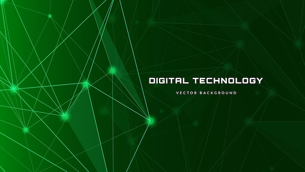 Estandarte de tecnología digital con líneas verdes Concepto de red neuronal Tecnología de circuitos de IA grandes datos