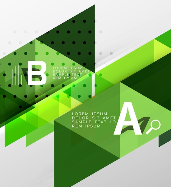 Estandarte de triángulo vectorial formas geométricas coloridas con opción infográfica diseño minimalista