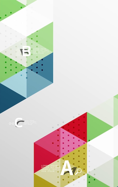 Estandarte de triángulo vectorial formas geométricas coloridas con opción infográfica diseño minimalista