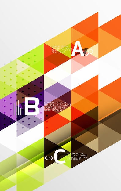 Estandarte de triángulo vectorial formas geométricas coloridas con opción infográfica diseño minimalista