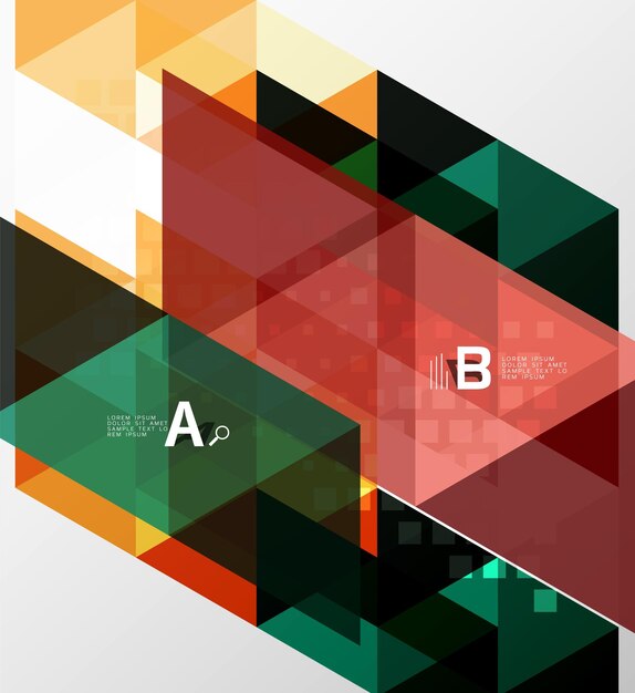 Estandarte de triángulo vectorial formas geométricas coloridas con opción infográfica diseño minimalista