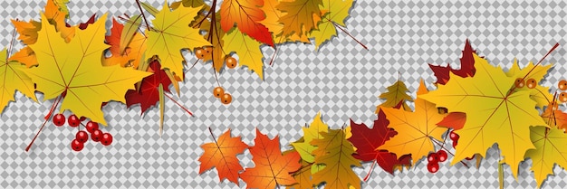 Estandarte vectorial de estilo otoño con fondo transparente