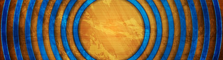 Vector estandarte vectorial de grunge naranja y azul con círculos