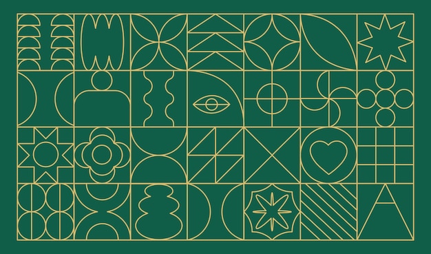 Estandarte vectorial o fondo de formas geométricas lineales abstractas Iconos contemporáneos brutales y brillantes