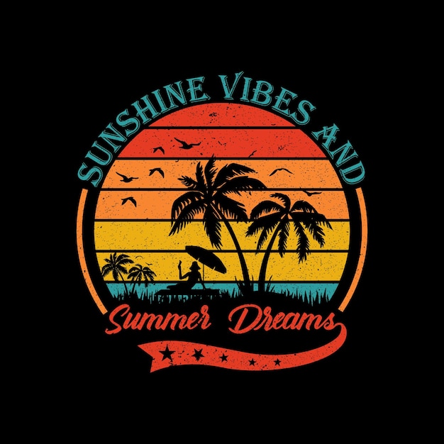 Estandarte de verano gratuito del festival de surf vectorial para camiseta de surf