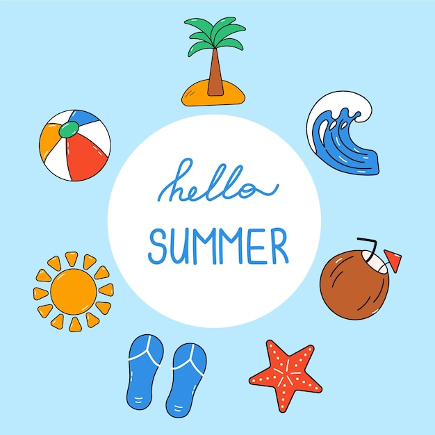 Estandarte de verano con suministros de playa