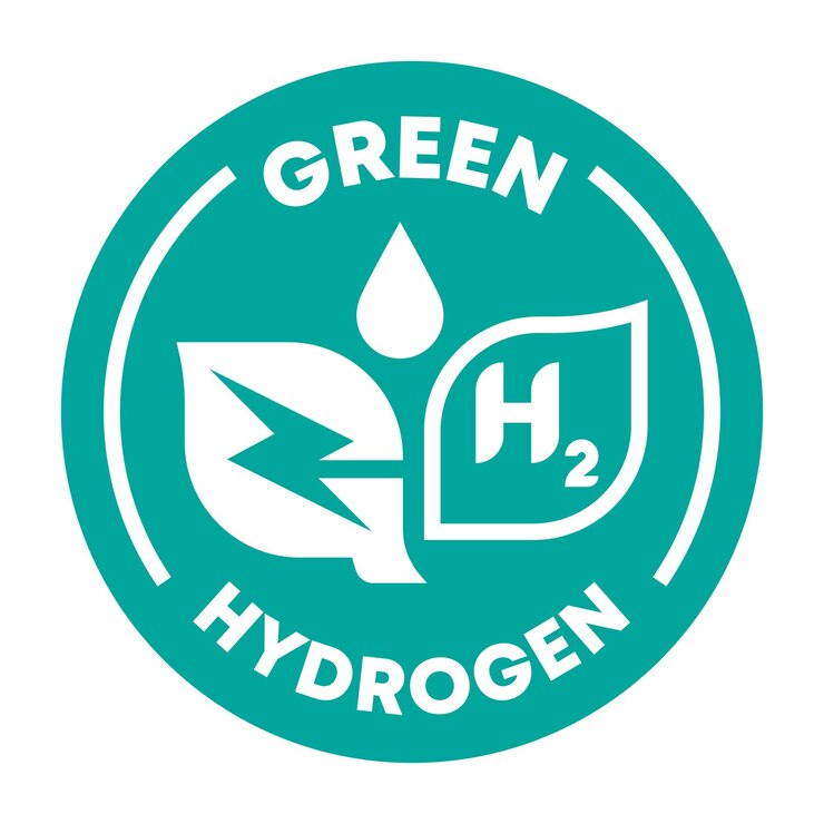 Vector estandarte verde con el logotipo del hidrógeno