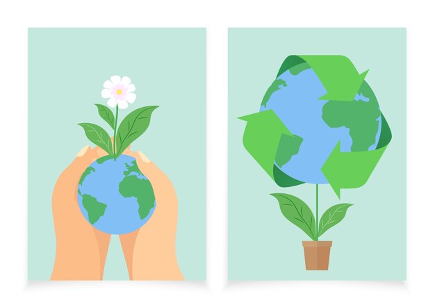 Estandartes A3 prefabricados para el Día Mundial de la Tierra Planeta Tierra con flores en las manos