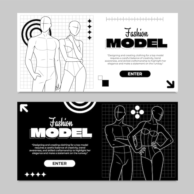 Estandartes para la promoción de modelos de moda
