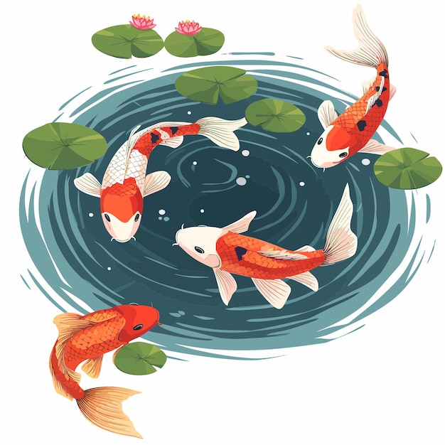 Vector estanque de peces koi 5