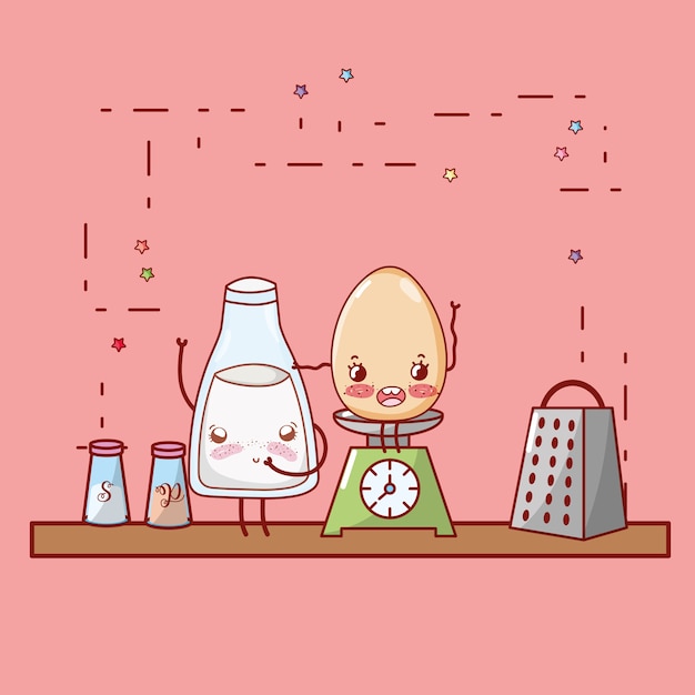 Estante de cocina de dibujos animados kawaii de dibujos animados