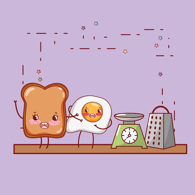 Estante de cocina de dibujos animados kawaii de dibujos animados