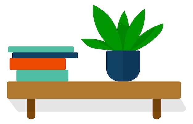 Estante con libros y plantas de interior decoración de interiores de habitaciones