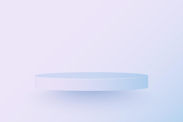 Estante semicircular azul 3D o pedestal en una pared azul pastel. Representación abstracta de vector de forma geométrica para la presentación del producto.