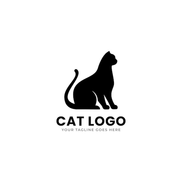 estante de silueta elegante logotipo de gato de arte